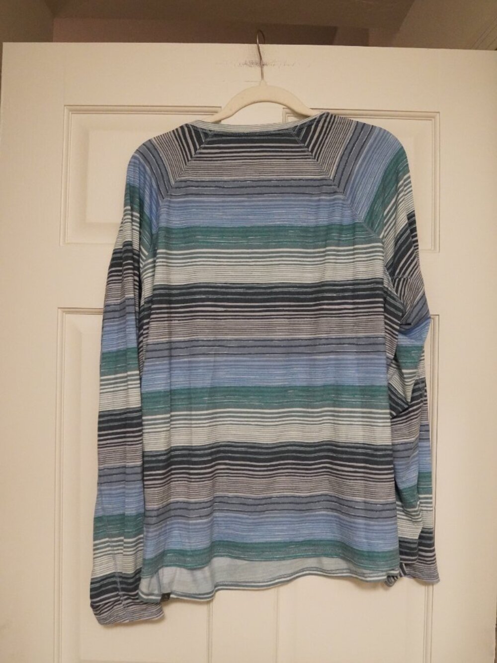L.L.Bean Blue Green Striped Sun Smart Long Sleeve Tee 2X Plus - Picture 2 of 3
